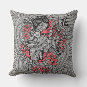 Geisha Throw Pillow