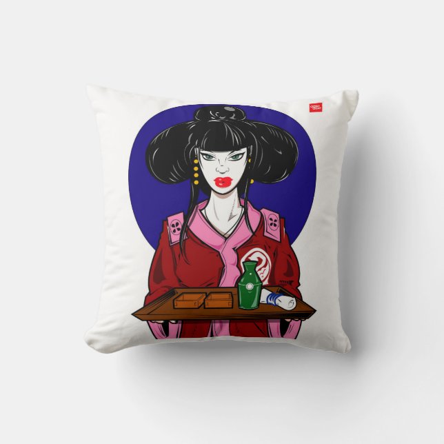 Geisha Throw Pillow (Front)
