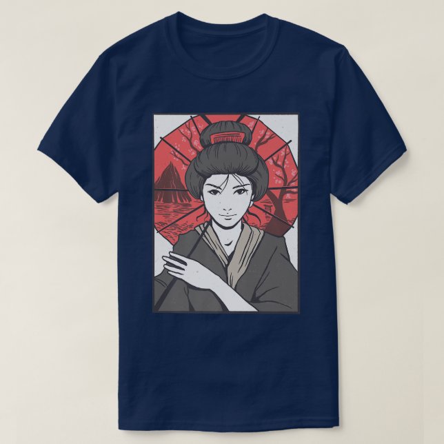 Geisha Umbrella Japan  T-Shirt (Design Front)