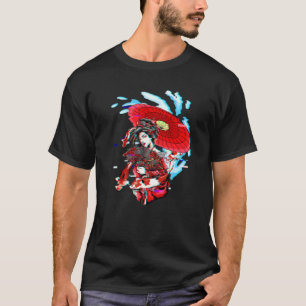 Geisha Vaporwave Japanese Koi Fish Carp Geiko Aest T-Shirt