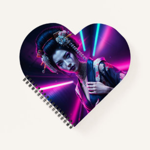 Geisha with Neon Background – Fridge Magnet Art Notebook