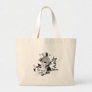 Geisha Woman and Japanese Lettering Large Tote Bag