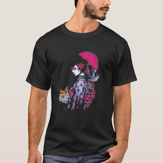 Geisha Yandere Harajuku Aesthetic Oni Girls' T-Shirt (Front)