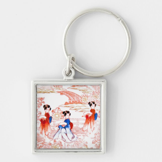 Geishas in garden key ring (Front)