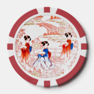 Geishas in garden poker chips