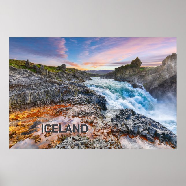Geitafoss Waterfalls, Iceland Poster (Front)