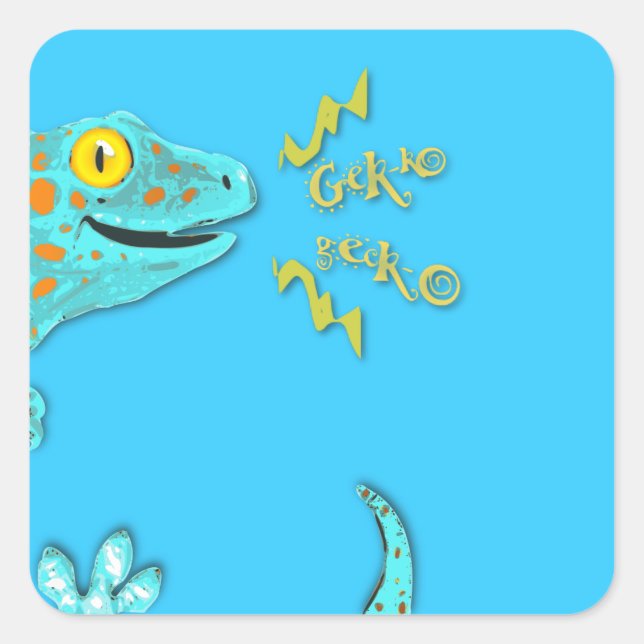 "Gekko Gecko" Cute Calling Tokay Gecko Square Sticker (Front)