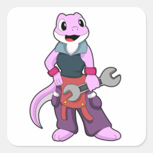 Geko as Mechanic with Wrench Square Sticker
