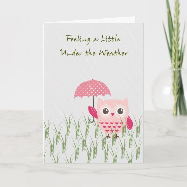 Gel Well Card with Little Owl & Umbrella (Front)