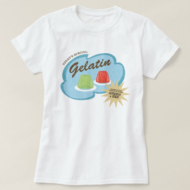 Gelatin in 2 Yummy Flavours Funny Retro Design T-Shirt (Design Front)