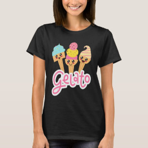 Gelato And Italian Dessert Gelato Happy Face Cones T-Shirt
