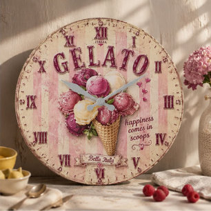 Gelato Italian Ice Cream Kitchen Large Clock