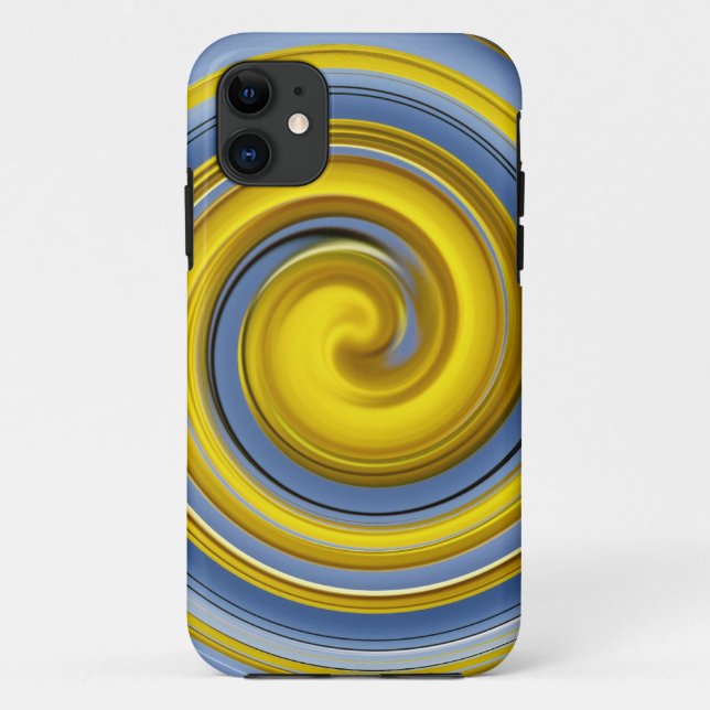 Gelb-blaues Spiralmuster Case-Mate iPhone Case (Back)