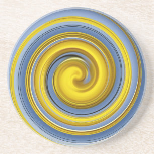 Gelb-blaues Spiralmuster Coaster