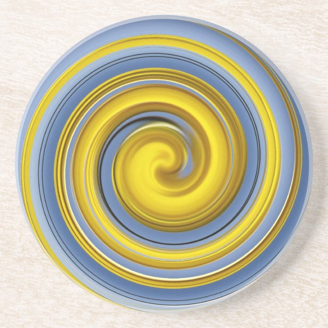 Gelb-blaues Spiralmuster Coaster (Front)