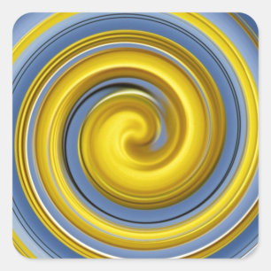 Gelb-blaues Spiralmuster Square Sticker