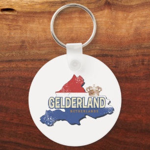 Gelderland Netherlands Vintage Map Dutch Souvenir Key Ring