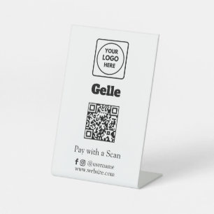 Gelle QR Code Scan to Pay Custom Business Logo Pedestal Sign