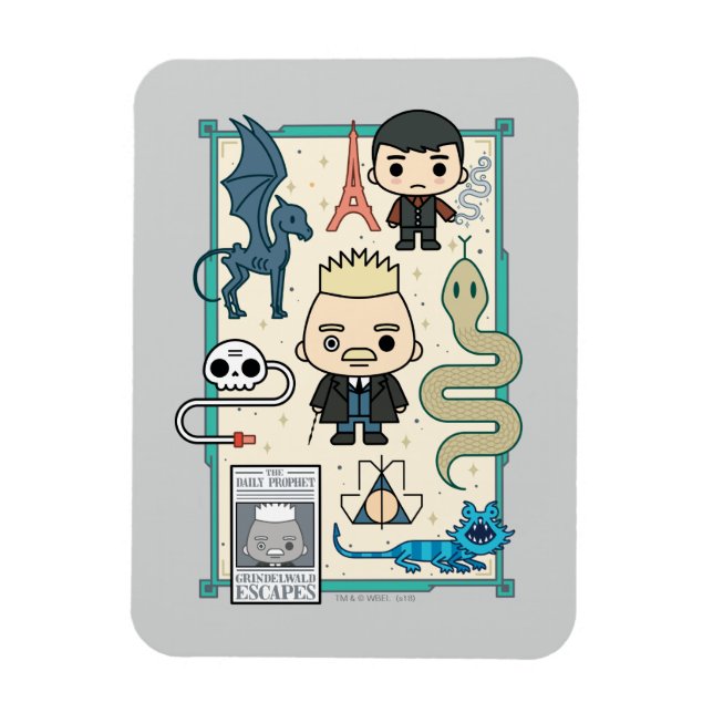 GELLERT GRINDELWALD™ & Barebone Cartoon Magnet (Vertical)