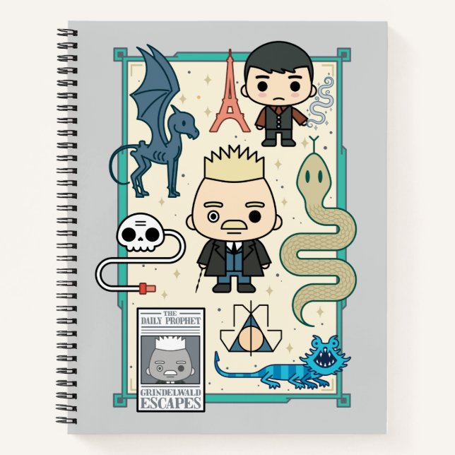 GELLERT GRINDELWALD™ & Barebone Cartoon Notebook (Front)