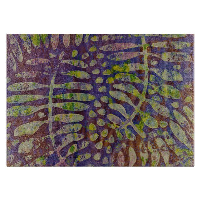 Gelli Print Stencil Abstract Art Cutting Board (Front)