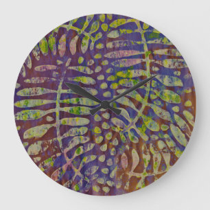 Gelli Print Stencil Abstract Art Large Clock