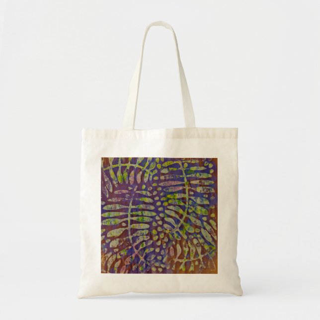 Gelli Print Stencil Abstract Art Tote Bag (Front)