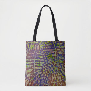 Gelli Print Stencil Abstract Art Tote Bag