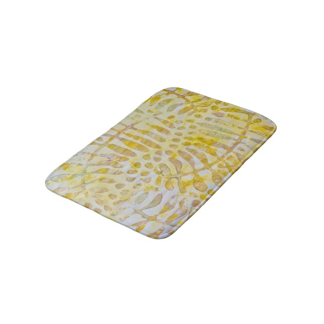 Gelli Printed Golden Leaves Bath Mat (Angled)