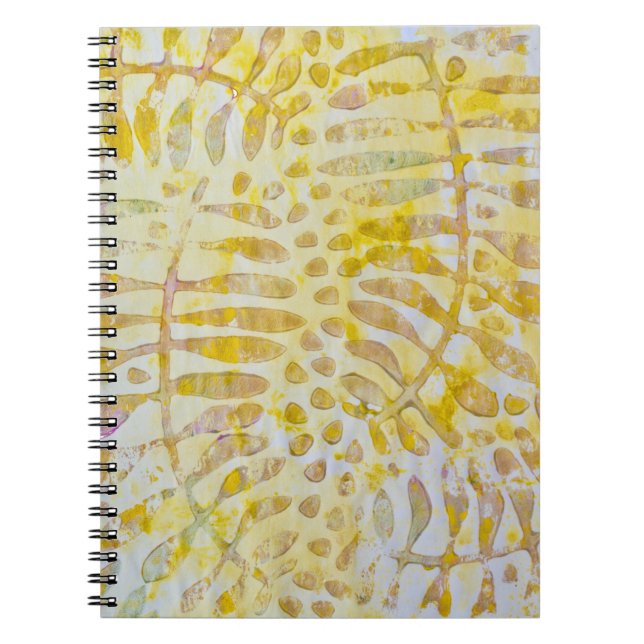 Gelli Printed Golden Leaves Notebook (Front)