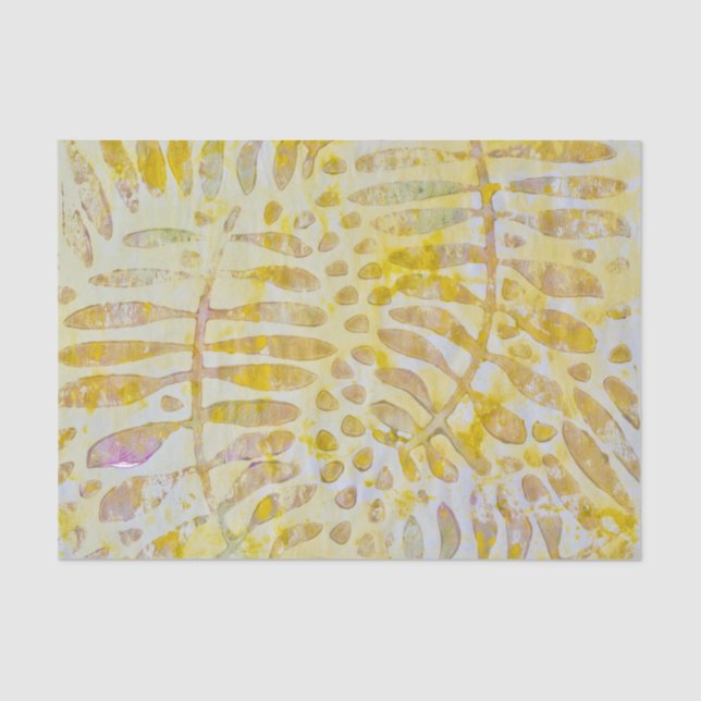 Gelli Printed Golden Leaves Tissue Paper (Front)