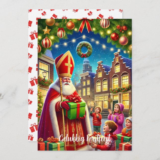 "Gelukkig Kerstfeest" Vintage Dutch Christmas Holiday Card (Front/Back)