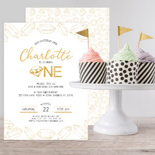Gem Birthday Invitation for Turning One Girl