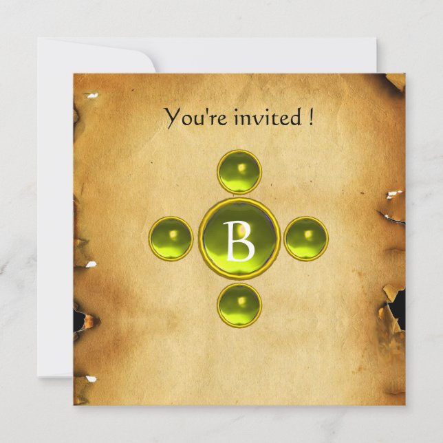 Gem cross 1st Holy Communion / Christening yellow Invitation (Front)