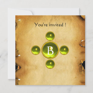 Gem cross 1st Holy Communion / Christening yellow Invitation