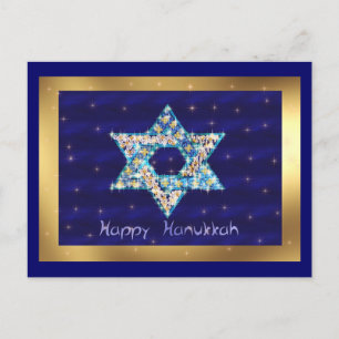 Gem decorated Star of David Holiday Postcard