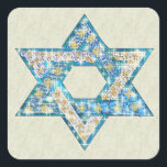 Gem decorated Star of David Square Sticker<br><div class="desc">Art drawn to resemble gems and sparklies fill in the shape of the Star of David to make this a very special gift for yourself or friends and family this Hanukkah.</div>