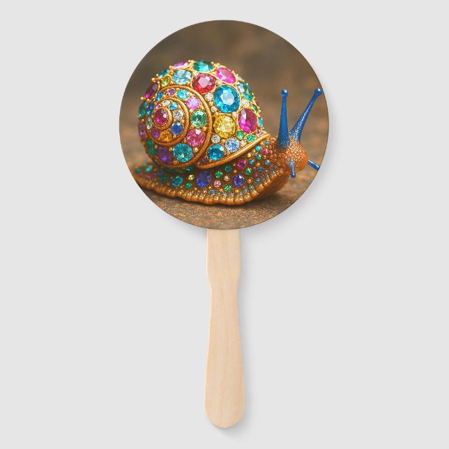 Gem Encrusted Snail Hand Fan (Front)