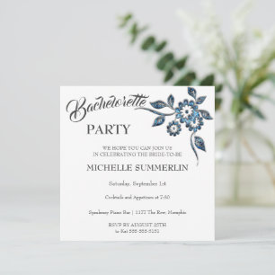 Gem Floral Bachelorette Party Invitation