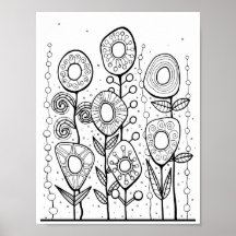 Gem Flower Garden Colouring Page Art