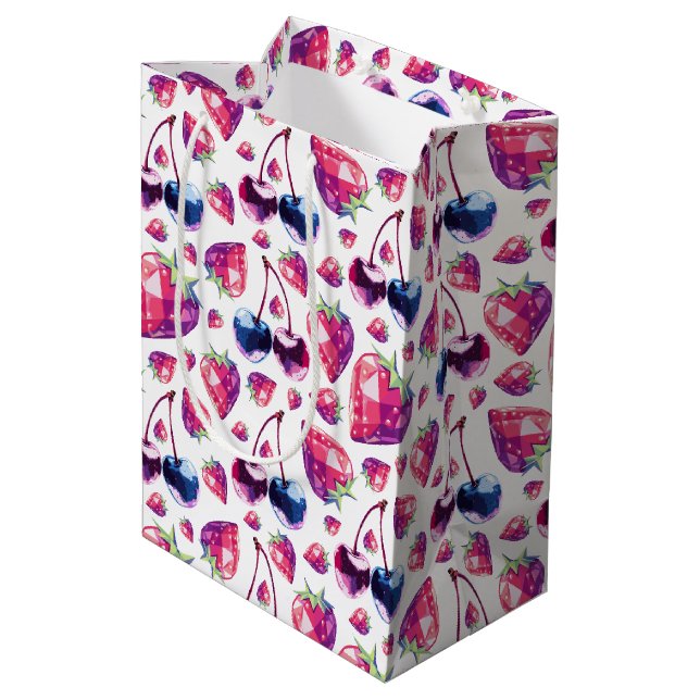 Gem Fruit Seamless Pattern Gift Wrap Set Medium Gift Bag (Back Angled)