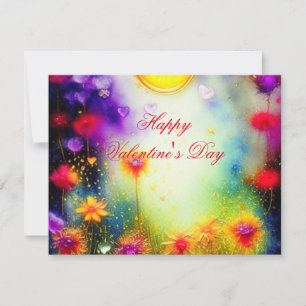 Gem hearts and flowers valentine holiday card