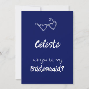 Gem & Pen Bridesmaid Invitation Royal Blue