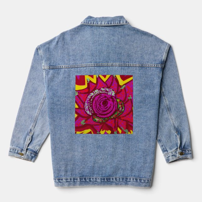 Gem Rose on Fire Denim Jacket (Back)
