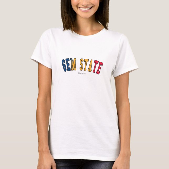 Gem State in state flag colours T-Shirt (Front)