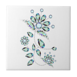 Gem Stone Gold Filigree Ceramic Tile