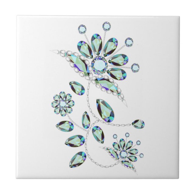 Gem Stone Gold Filigree      Ceramic Tile (Front)