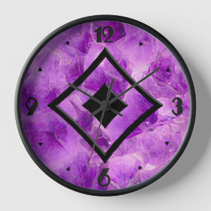 Gem Stone Pattern, Amethyst & Black Onyx Wall Clock