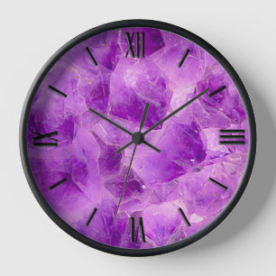 Gem Stone Pattern, Amethyst Crystal Clock
