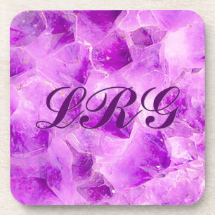 Gem Stone Pattern, Amethyst Crystal Slab  Beverage Coaster